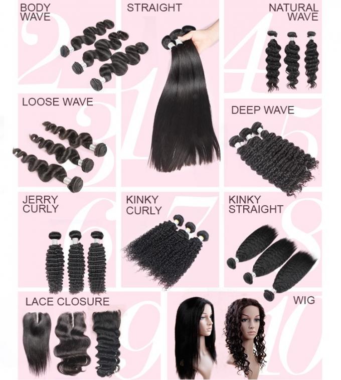 Tissage naturel de cheveux noirs de cheveux de vague de corps de la catégorie 7A de perruques malaisiennes de dentelle