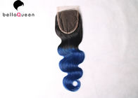Deux fermeture d'armure de cheveux de fermeture de dentelle de cheveux de trois tons 1B/bleu